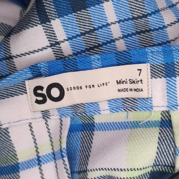 SO Plaid blue and white mini pleated skater skirt - Picture 5 of 5